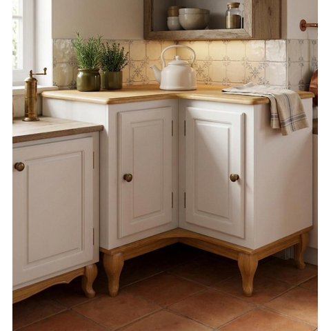 Balcão Buffet de Canto Estilo Farmhouse - Branco