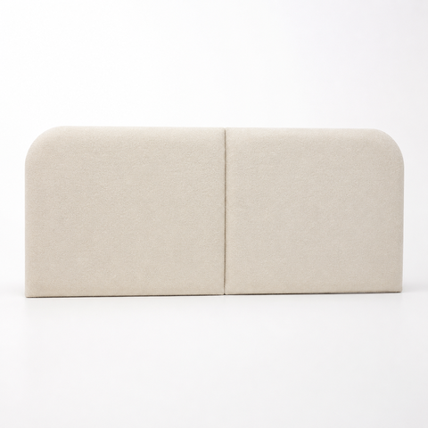 Cabeceira Clean Dobrável 1.40m para Cama Casal Orgânica Design Curvo em Bouclê Off White Lh Móveis