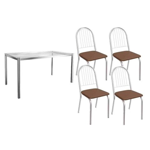 Mesa Cozinha Reno 150 + 4 Cad Noruega Cromado Kappesberg