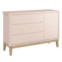Ver imagem 2 de Berço Americano e Cômoda Infantil 1 Porta Classic Rosa com Pés Madeira Natural - Reller
