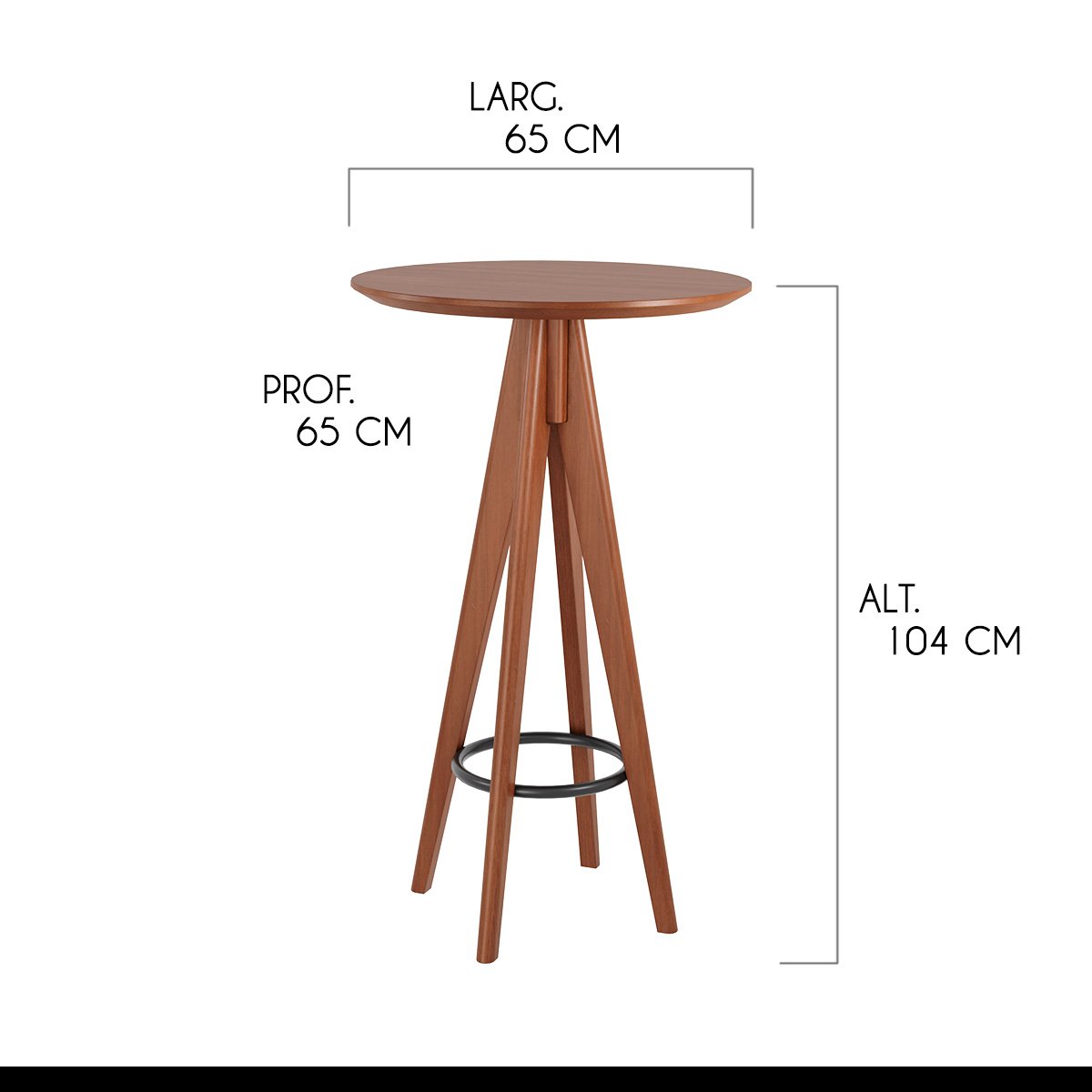 Mesa Alta Bistrô Berlim 65x104 Cm Tampo MDF Base Madeira Maciça Imbuia - 2