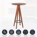 Ver imagem 3 de Mesa Alta Bistrô Berlim 65x104 Cm Tampo MDF Base Madeira Maciça Imbuia