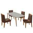 Ver imagem 2 de Mesa de Jantar Copper 120cm Tampo Mdf 4 Cadeiras Moderna Veludo Marrom/off/nat/serig Off