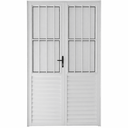 Ver imagem 1 de Porta de Giro Alumínio Branco Abertura Central 2f C/ Postigo e Grade Maxx