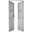 Ver imagem 4 de Porta de Giro Alumínio Branco Abertura Central 2f C/ Postigo e Grade Maxx