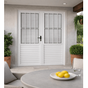 Ver imagem 2 de Porta de Giro Alumínio Branco Abertura Central 2f C/ Postigo e Grade Maxx