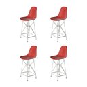 Ver imagem 1 de Kit 4 Banquetas Bistrô Alta Eames Vermelha Base Ferro Branco - Cor: Vermelho