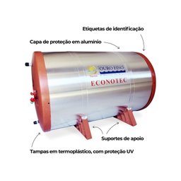 Kit de Aquecimento Solar 2 Placas solares e Reservatório com capacidade 400 Litros Ouro Fino - 3