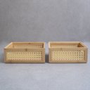 Ver imagem 4 de Kit 2 caixas organizadoras de bambu e palhinha - Oikos