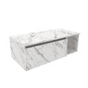Ver imagem 2 de Gabinete Suspenso de Banheiro em Mdp 80cm Branco Marmorizado 1 Porta e Nicho Lateral Balcão sem Cuba