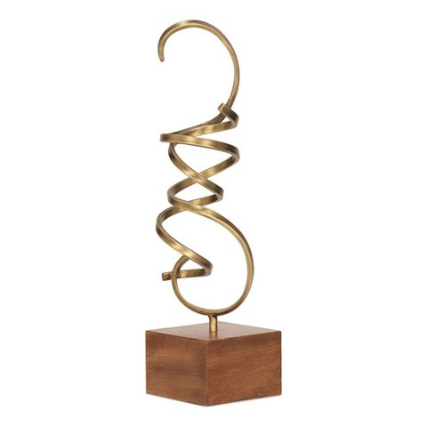Decoração Escultura Madeira e Metal Escovado Mart 19908