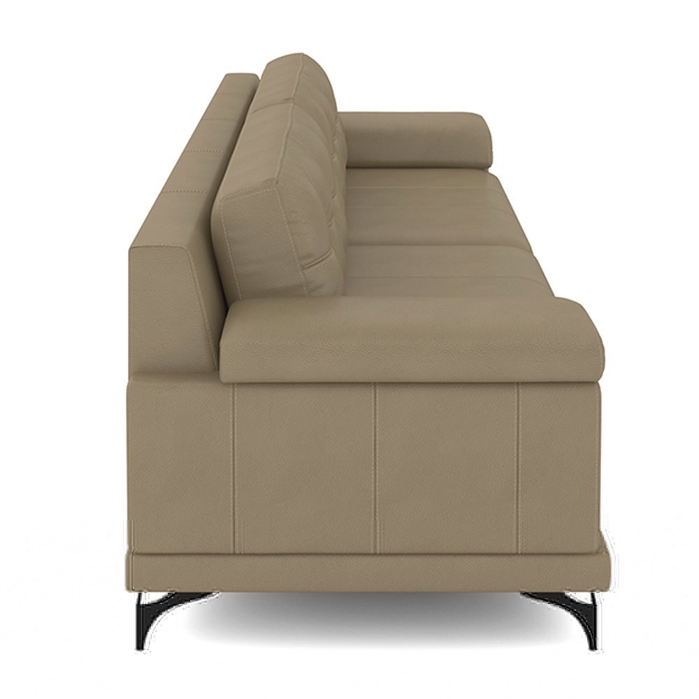 Sofá Living 3 lugares 212cm Agostino Pés Design em Ferro Couro Bege G52 - Gran Belo - 8