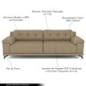 Sofá Living 3 lugares 212cm Agostino Pés Design em Ferro Couro Bege G52 - Gran Belo - 4
