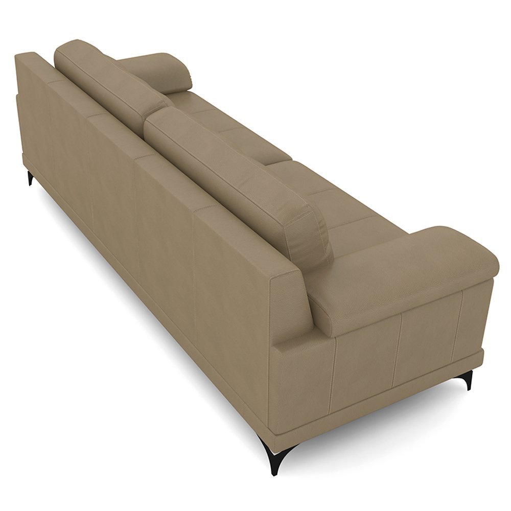 Sofá Living 3 lugares 212cm Agostino Pés Design em Ferro Couro Bege G52 - Gran Belo - 7