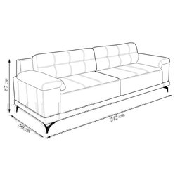 Sofá Living 3 lugares 212cm Agostino Pés Design em Ferro Couro Bege G52 - Gran Belo - 3