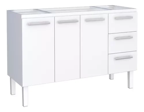 Conjunto Cozinha Completo para Pia 1,40metros Gabinete + Aéreo + Paneleiro 100% em Aço - Venus Cozim - 6