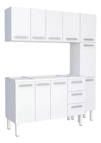 Conjunto Cozinha Completo para Pia 1,40metros Gabinete + Aéreo + Paneleiro 100% em Aço - Venus Cozim - 2