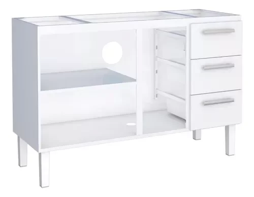 Conjunto Cozinha Completo para Pia 1,40metros Gabinete + Aéreo + Paneleiro 100% em Aço - Venus Cozim - 7