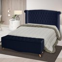 Ver imagem 5 de Kit Cabeceira de Cama Box e Calçadeira Baú Luxo King 195 Cm Suede Azul Marinho Eli Móveis