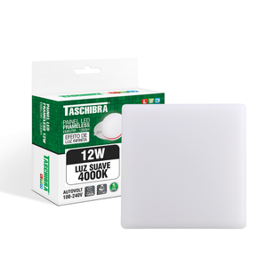 Painel de Led Taschibra Frameless Quadrado Embutir 12W Bivolt 4000K Luz Neutra