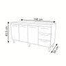 Balcão Armário Cozinha Gabinete para Pia 148 Cm 3 Gavetas e 3 Portas Deise Branco - 2