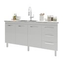 Ver imagem 4 de Balcão Armário Cozinha Gabinete para Pia 148 Cm 3 Gavetas e 3 Portas Deise Branco