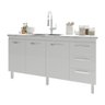 Balcão Armário Cozinha Gabinete para Pia 148 Cm 3 Gavetas e 3 Portas Deise Branco - 4