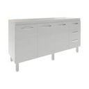 Ver imagem 1 de Balcão Armário Cozinha Gabinete para Pia 148 Cm 3 Gavetas e 3 Portas Deise Branco