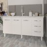 Balcão Armário Cozinha Gabinete para Pia 148 Cm 3 Gavetas e 3 Portas Deise Branco - 6