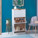 Ver imagem 1 de Sapateira em Madeira Maciça 3 Portas 18 Pares Basil Mel Branco Idimex