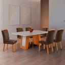 Ver imagem 1 de Mesa de Jantar Carolina Tampo 180cm MDF com Vidro Canto Copo e 6 Cadeiras Melissa