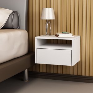 Mesa de Cabeceira Suspensa 390x300 com 1 Gaveta Mdp Netmobil - Branco