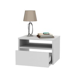 Mesa de Cabeceira Suspensa 390x300 com 1 Gaveta Mdp Netmobil - Branco - 2