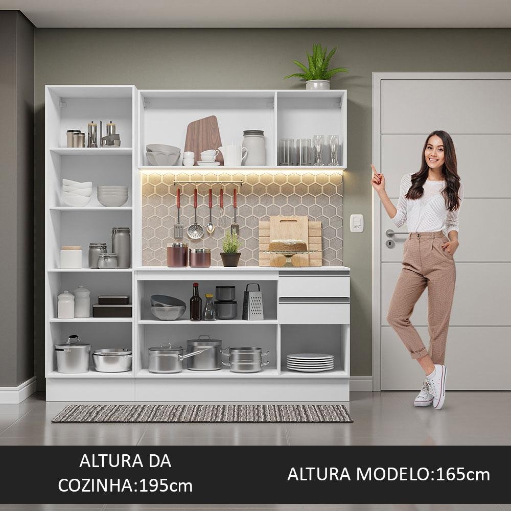 Armário de Cozinha Compacta 100% Mdf 170 Cm Branco Smart Madesa 01 - 6