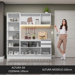 Armário de Cozinha Compacta 100% MDF 170 cm Branco Smart Madesa 01 - 7