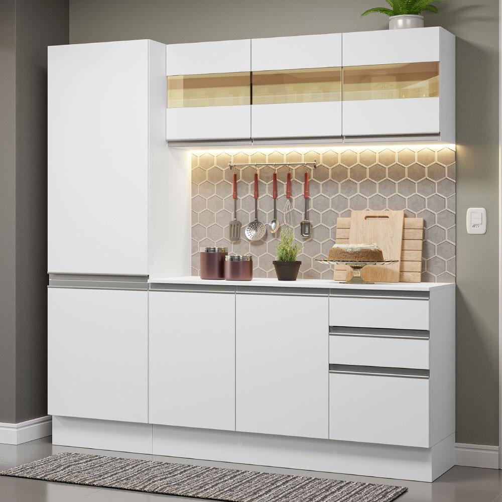 Armário de Cozinha Compacta 100% Mdf 170 Cm Branco Smart Madesa 01 - 1
