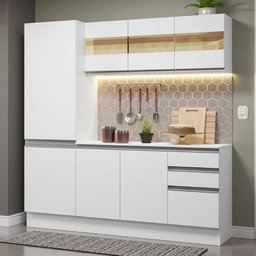 Armário de Cozinha Compacta 100% MDF 170 cm Branco Smart Madesa 01 - 2