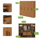 Ver imagem 2 de Guarda Roupa Casal Andara 8 Portas de Bater 4 Gavetas MDP Amêndoa 6000cm