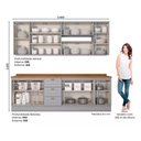 Ver imagem 2 de Cozinha Modulada 240cm 7 Peças 11 Portas 3 Gavetas Americana Henn - Cinza/nature