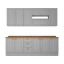 Ver imagem 7 de Cozinha Modulada 240cm 7 Peças 11 Portas 3 Gavetas Americana Henn - Cinza/nature