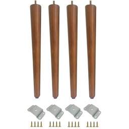 Kit 4 Pé Palito 70cm Amendoa Marrom Claro + Chapinha Reta + Parafuso - 1