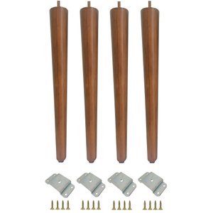 Kit 4 Pé Palito 70cm Amendoa Marrom Claro + Chapinha Reta + Parafuso