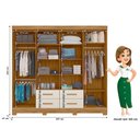 Ver imagem 4 de Guarda Roupa Casal San Lorenzo 8 Portas e 4 Gavetas Freijó/off White com Espelho - Moval