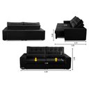 Ver imagem 2 de Sofá Retrátil e Reclinável 4 Lugares com Molas 2,70m Dani Suede Preto Adonai Estofados
