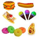 Ver imagem 1 de Kit 6 Brinquedos para Cães e Gatos - Formatos de Comidas