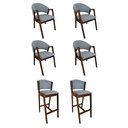 Ver imagem 1 de Kit 4 Cadeiras Helen para Mesa de Jantar com 2 Banquetas Ana Madeira Maciça Premium Linho - Cinza