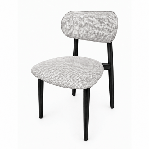 Cadeira com Encosto Anatômico 79cm em Madeira Maciça Cadeira Vitta Linho Bege Oona Design Preto