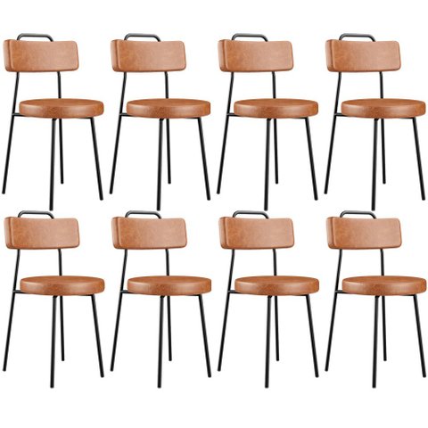 Kit 08 Cadeiras Decorativas Estofada Para Sala De Jantar Barcelona L02 Couríssimo Camel - Lyam Decor