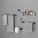 Ver imagem 7 de Kit de Acessórios para Banheiro 5 Peças Suporte Quadrado Proteção Grego Metal Preto Fosco Troia