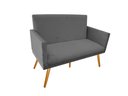 Ver imagem 1 de Namoradeira Nina Decorativa Suede Cinza 2 Lugares Pés Madeira Mz Decor